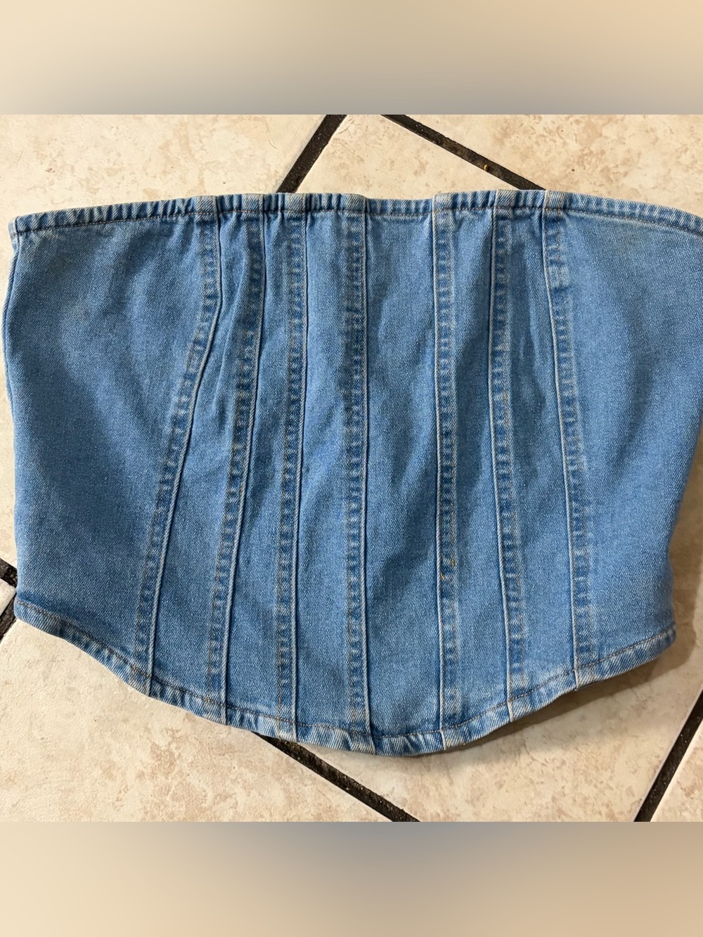 Forever 21 Denim Corset Top Sz Medium
